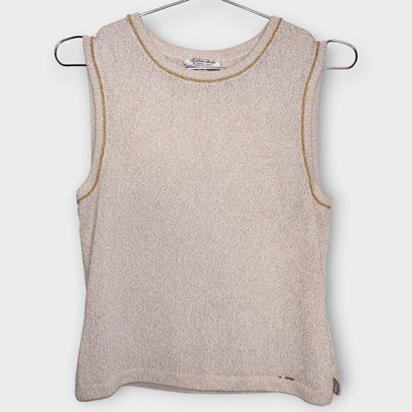 Vtg St. John Sweater Sz P Cream Gold Luxe‎ Sleeveless Sport by Marie Gray - Picture 1 of 10